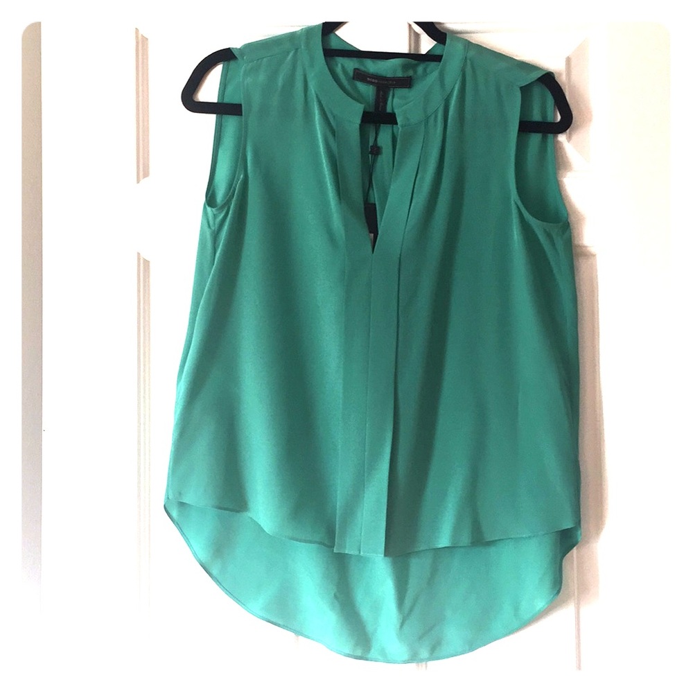 BCBG teal silk top